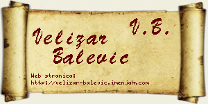 Velizar Balević vizit kartica